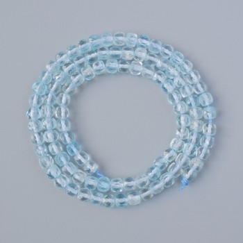Topaz Beads Natural Stone Cubed Cut, 4 mm Diameter±, 40 cm Length± on Thread