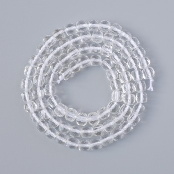 Beads Mountain Crystal natural stone faceted cube, diameter 4.5mm±, length 39cm± on thread