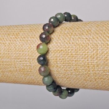 Bracelet Zoisite natural stone faceted bead, diameter 8mm±, length 18cm± (stretch)