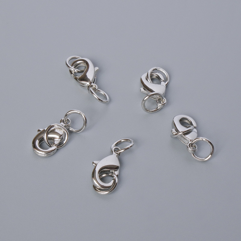 Clasp Lobster, 12x6 mm, silver color metal, 1 piece