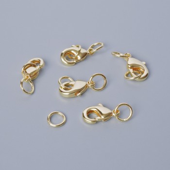 Clasp Fitting, Lobster Clatch, diameter 10x5 mm, gold color metal, 1 piece