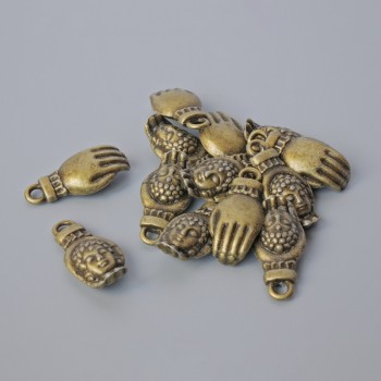 Finding: Buddha Hand Pendant, diameter 18x8, 5mm, hole diameter 2mm, packaging 13 pcs ±, bronze color metal