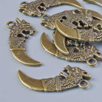 Pendant hardware "Dagger", diameter 29x13mm, hole diameter 2.1mm, packaged 10 pcs ±, bronze metal color