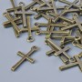 Pendant Jump Ring Cross, diameter 18×10 mm, hole diameter 1.3 mm, pack 30 pcs ±, bronze color of metal