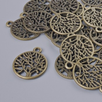Pendant Fittings "Tree", diameter 20×16, 5mm, hole diameter 2mm, packaging 16 pcs ± bronze metal color