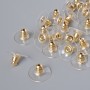 Earring Findings Stoppers, 12 mm diameter, pack of 32, ± gold-colored metal