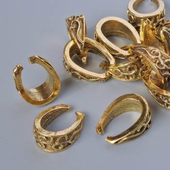 Pendant Bail Gold Tone, diameter 15x11x6 mm, hole diameter 10.7x7.2 mm, packaged 13 pcs ± 20 g ± gold-colored metal