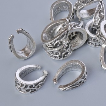 Pendant Base, diameter 15x11x6 mm, hole diameter 10.7x7.2 mm, packaged 13 pcs ± 20 g, silver metal color
