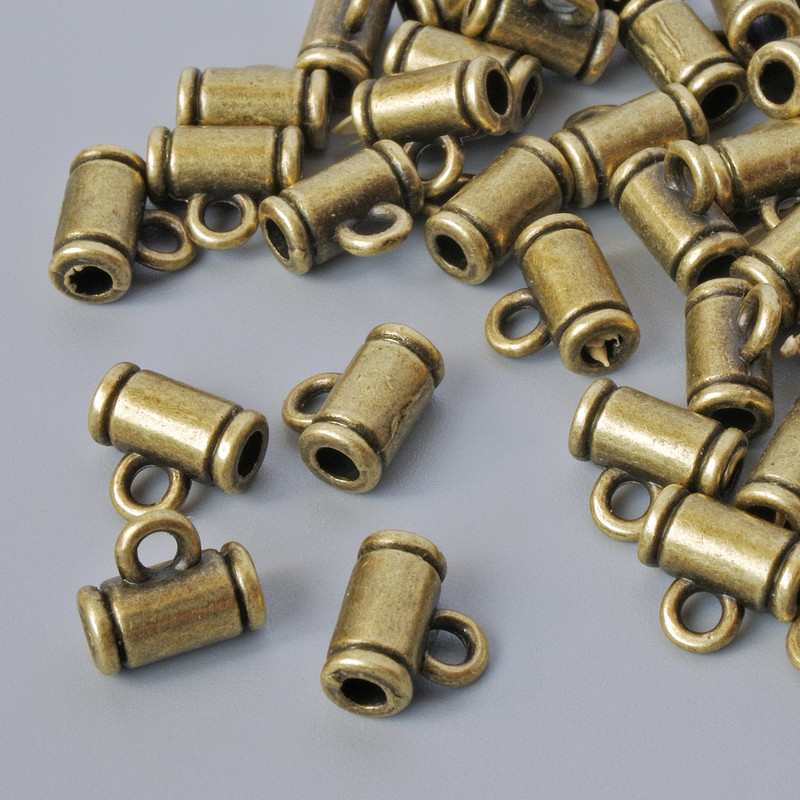 Bail Clamp Holder, 8x4 mm diameter, eyelet diameter 1.8 mm, length 7.2 mm, packaged 40 pcs ± bronze color metal