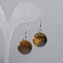 Tiger's Eye Earrings, natural stone, smooth beads, diameter 16mm ±, length 36mm ±