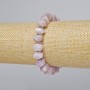 Bracelet Kunzite Natural Stone Beaded Rondelle, diameter 10x7mm±, length 18cm± (stretch) with metal accents