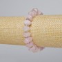 Bracelet Pink Quartz natural stone faceted rondelle, diameter 10x7mm±, length 18cm± (stretch) with metal accents