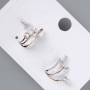 Earrings "Lightning" Xuping with white rhinestones, diameter 16x16 mm, without clasp, rhodium