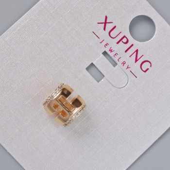 Xuping Bead with White Rhinestones, diameter 8.5×8.5 mm, hole 4.7 mm, 18K Gold Plating