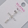 Pendant “Cross” Xuping with white crystals, diameter 24×16 mm+, length 30 mm+ rhodium
