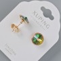 Xuping Stud Earrings with Swarovski Crystals in Green and Pink-Chameleon, 10 mm Crystal Diameter, 18K Gold Plated