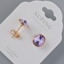 Xuping Stud Earrings with Swarovski Crystals, Lavender Color, 10mm Diameter, 18K Gold Plating