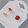 Earrings Studs Xuping with Swarovski crystals, red color, 9mm diameter, 18K gold plating