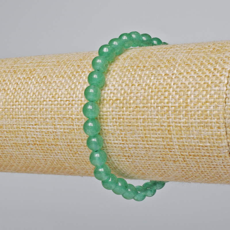 Bracelet Jade (unit) smooth beads, diameter 6mm±, length 18cm± (stretch)