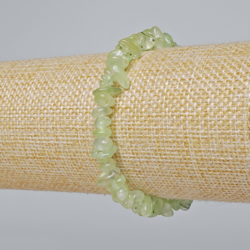 Bracelet Prehnite natural stone chip, diameter 6x3mm+, length 18cm+- (stretch)