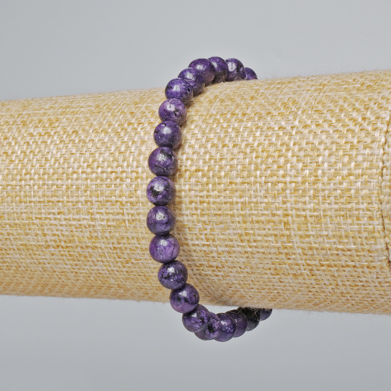 Sugilite Bracelet (natural) smooth beads, diameter 6.5mm±, length 18cm± (stretch)