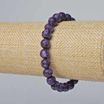 Sugilite Bracelet (faceted) smooth beads, diameter 8.5 mm ±, length 18 cm ± (stretch)