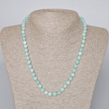 Amazonite Bead Necklace, natural stone, smooth round beads, diameter 6.5 mm, length 45-47 cm