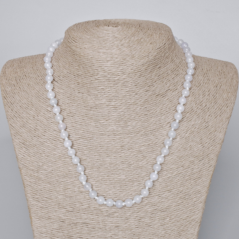 Necklace Aquamarine natural stone smooth bead, diameter 6mm+-, length 46-49cm+