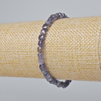 Iolite Bracelet with natural stone, faceted cube, diameter 4–5 mm ±, length 18 cm ± (stretch)