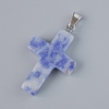 Pendant "Cross" Sodalite natural stone, diameter 25x18mm±, length 34mm±