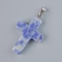 Pendant "Cross" Sodalite natural stone, diameter 25x18mm±, length 34mm±