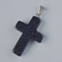 Pendant "Cross" Aventurine Night of Kaïra (synthetic) stone, diameter 25x18mm±, length 34mm±