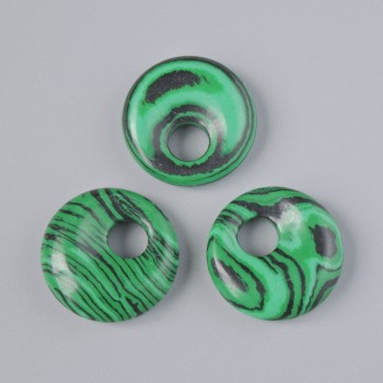 Donut Pendant (Bagel) Malachite (pressed), diameter 18×5mm±, hole diameter 5mm±