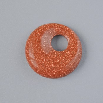 Donut Pendant (Bagel) Aventurine Golden Sand (synthetic) stone, diameter 18x5mm+-, hole diameter 5mm+-