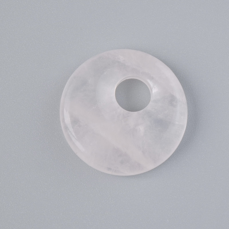 Donut Pendant (Bagel) Pink Quartz Natural Stone, 18x5mm±, hole diameter 5mm±