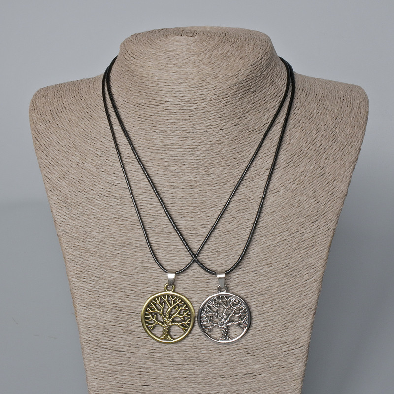 Pair Pendants "Tree" bronze and silver metal 35x31mm+ -, chain length 45-50cm+