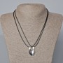 Pair of Heart Magnetic Pendants, black and gray matte enamel 20.5x17.5mm + - length 45-50cm+