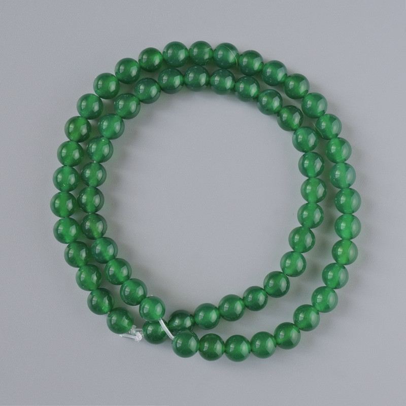 Chrysoprase natural stone smooth bead, 6mm diameter ±, length 38in ± on a fishing line