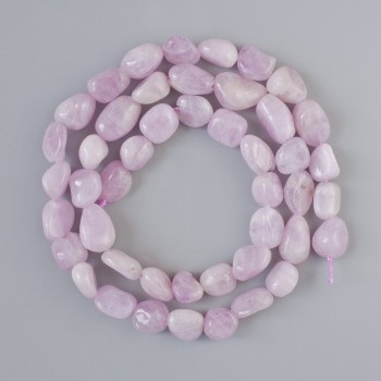 Kunzite Beads natural stone faceted, 6×9 mm diameter, 40 cm length on a thread
