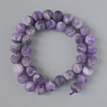 Amethyst Beads - Matte Natural Stone Round Bead, 10mm diameter, length 39cm, on thread