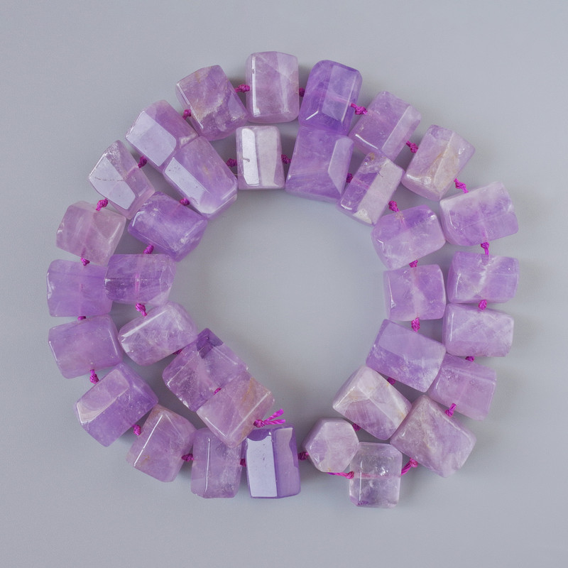 Amethyst Beads natural gemstone faceted, diameter 13x10mm±, length 42cm± on thread