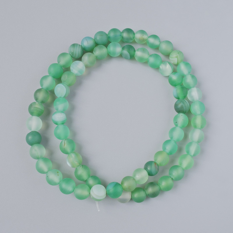 Agate Beads Green Matte Natural Stone Smooth Round Beads 6mm ±, 38cm ± Length Bead String