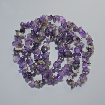 Amethyst Beads natural stone chip, diameter 13x5mm±, length 84cm± on fishing line