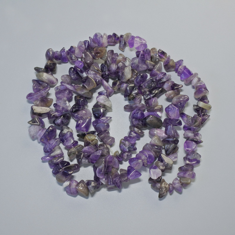 Amethyst Beads natural stone chip, diameter 13x5mm±, length 84cm± on fishing line