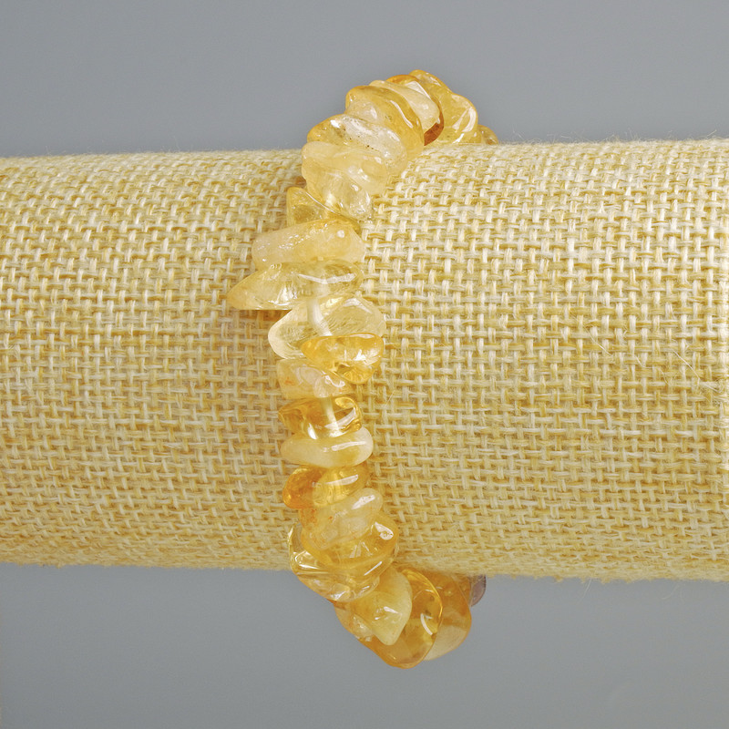 Bracelet Citrine Natural Stone Chips, diameter 11.5×4mm±, length 18cm± (stretch)