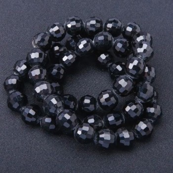 Beads Czech Crystal on a Thread Color: "Black Agate", length 63cm±, diameter 10mm±