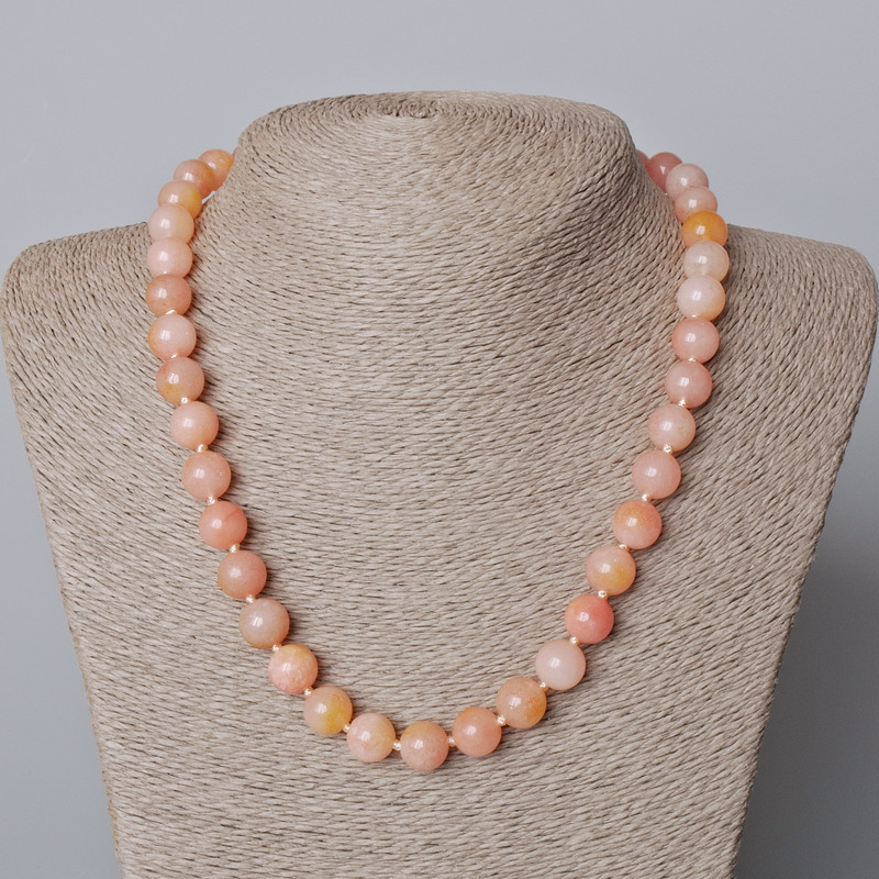 Toned Quartz Bead Necklace with Smooth Round Beads, diameter 10mm, length 45-48 cm
