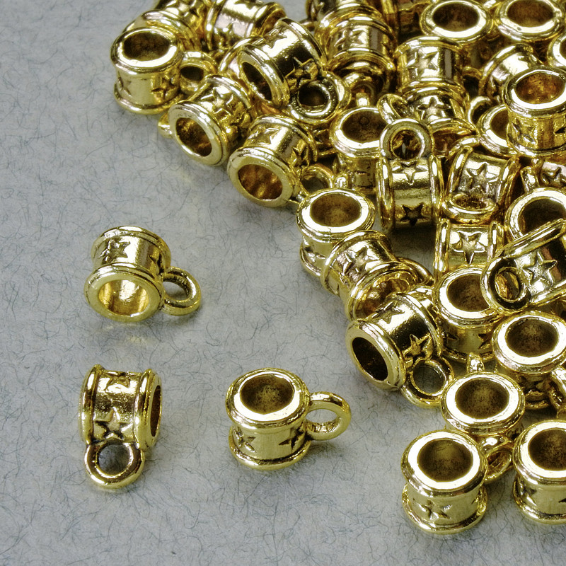 Bail Bail Clip, diameter 5mm, hole diameter 1.8mm, 3.3mm, length 8mm, gold tone metal, pack 20g± 60pcs +