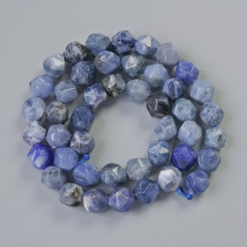Sodalite Beads natural stone multifaceted, 7×8mm diameter, approx. 37cm length on thread