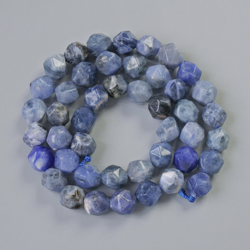 Sodalite Beads natural stone multifaceted, 7×8mm diameter, approx. 37cm length on thread